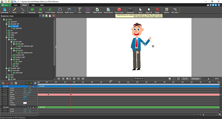 Express Animate Animation Software shapes and parenting screenshot