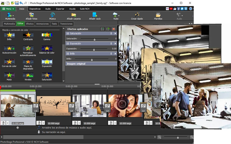 Capturas de pantalla de PhotoStage, creador de slideshows de fotos con transiciones y efectos
