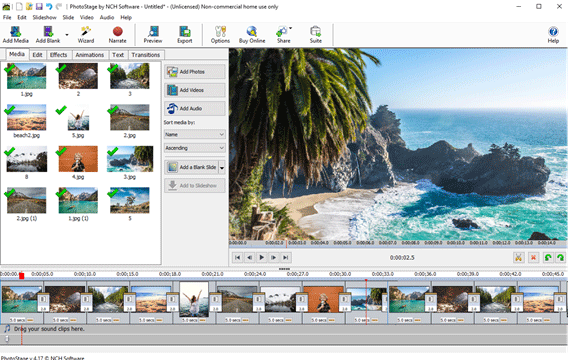 PhotoStage schermata del progetto di viaggio costiero
